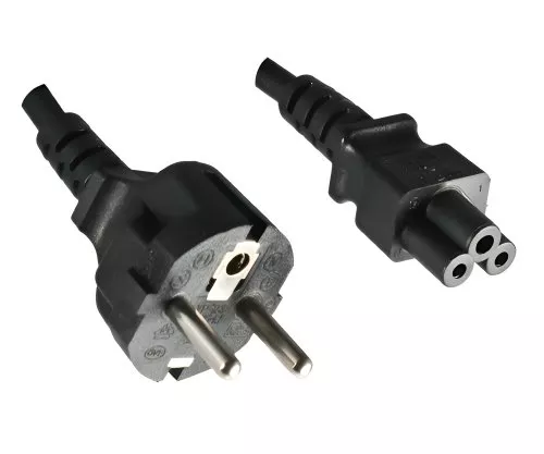 Mains cable Europe CEE 7/7 to C5, 0.75mm², VDE, black, length 5.00m
